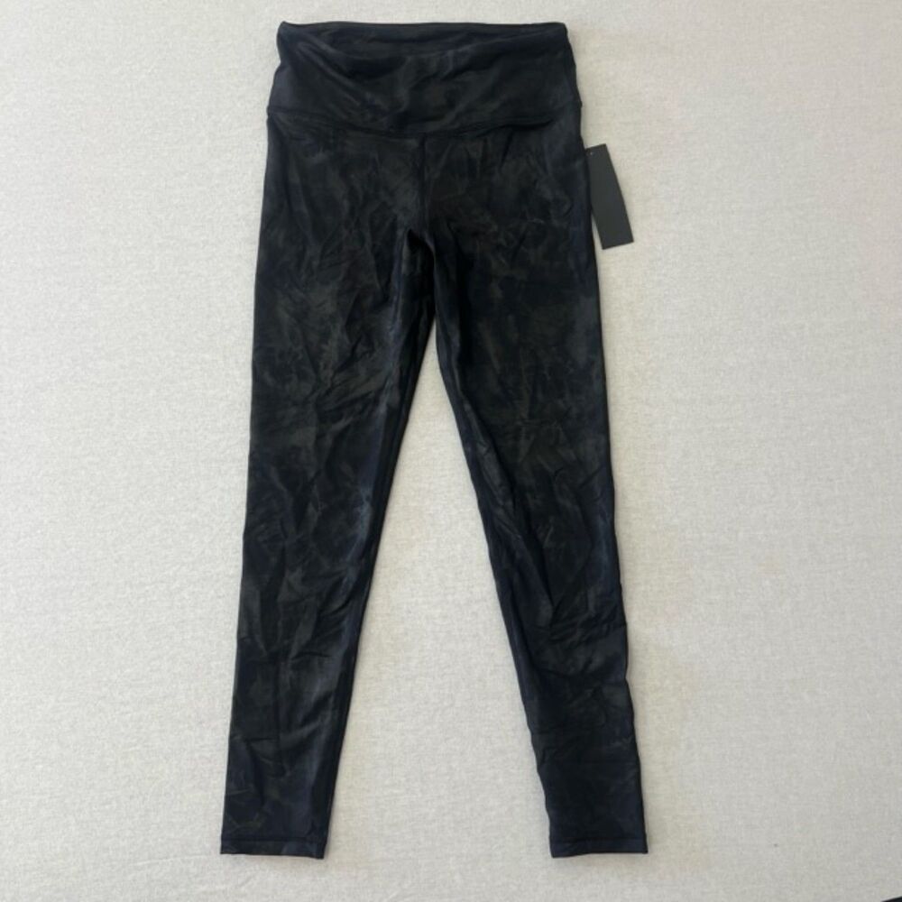 Mono B Womens L Black Foil Leggings High Rise Metallic Camo Yoga Activewear NWT